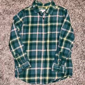 Cat & Jack Boys Plaid Green/Yellow/Pink/White Flannel Shirt Size M(8)